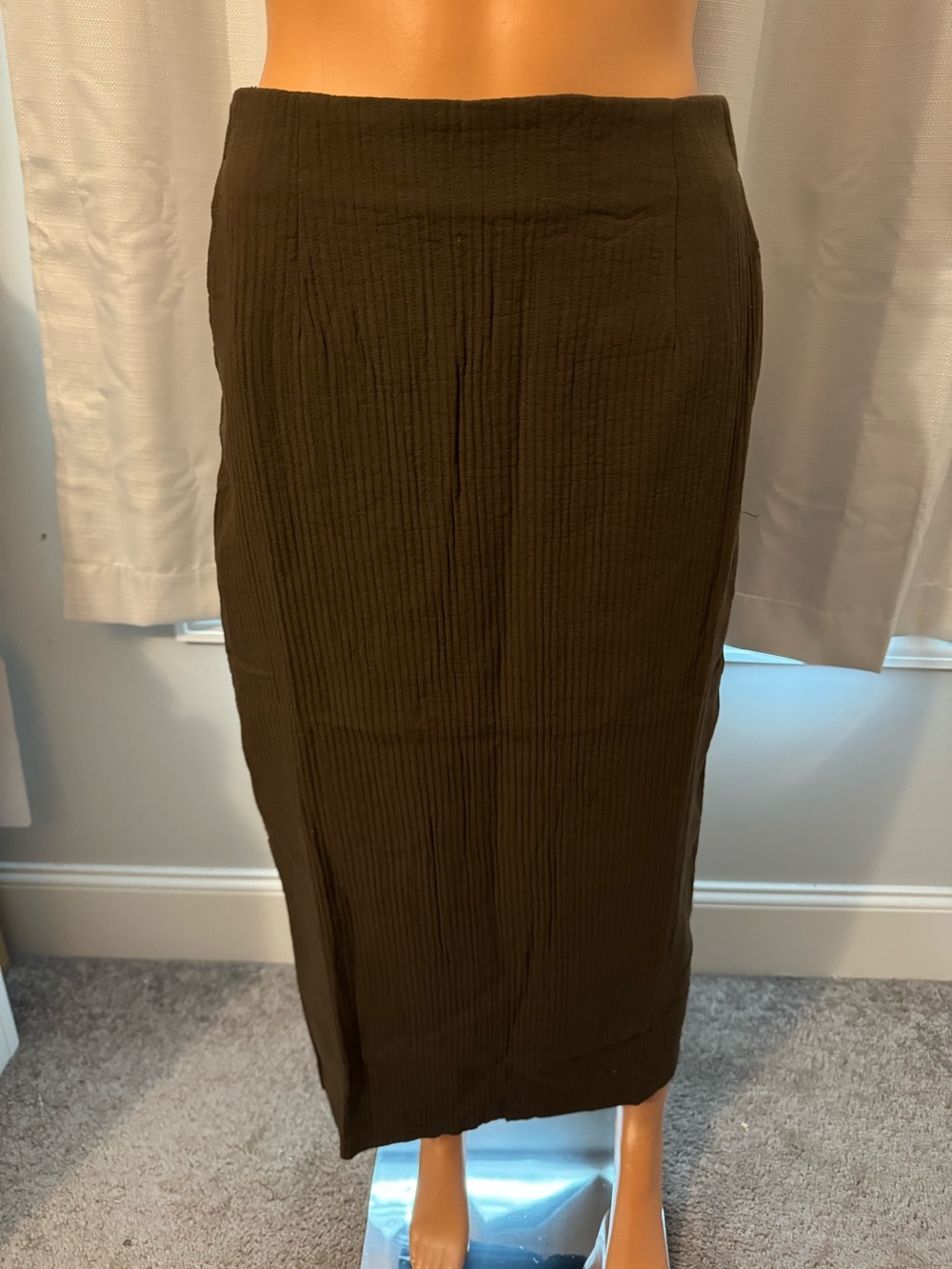 Beautiful Grade & Gather size S chocolate brown straight midi skirt pockets new
